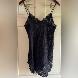VTG Intimate Moods Black Lace Nighty Lingerie Dress Size Small